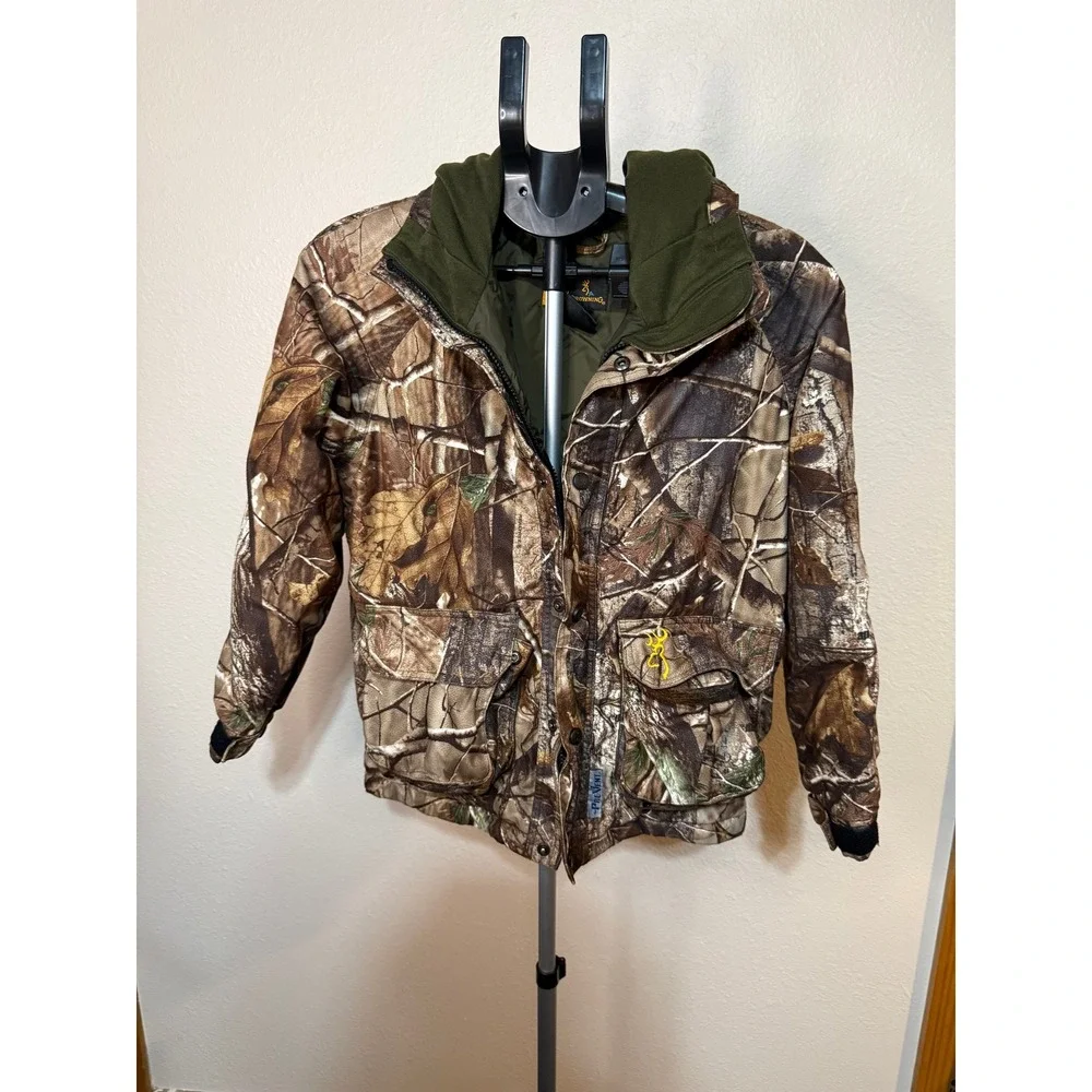 Browning Jr Pre-Vent Camo Hunting Jacket Boys Large Realtree Insulated 303-673
